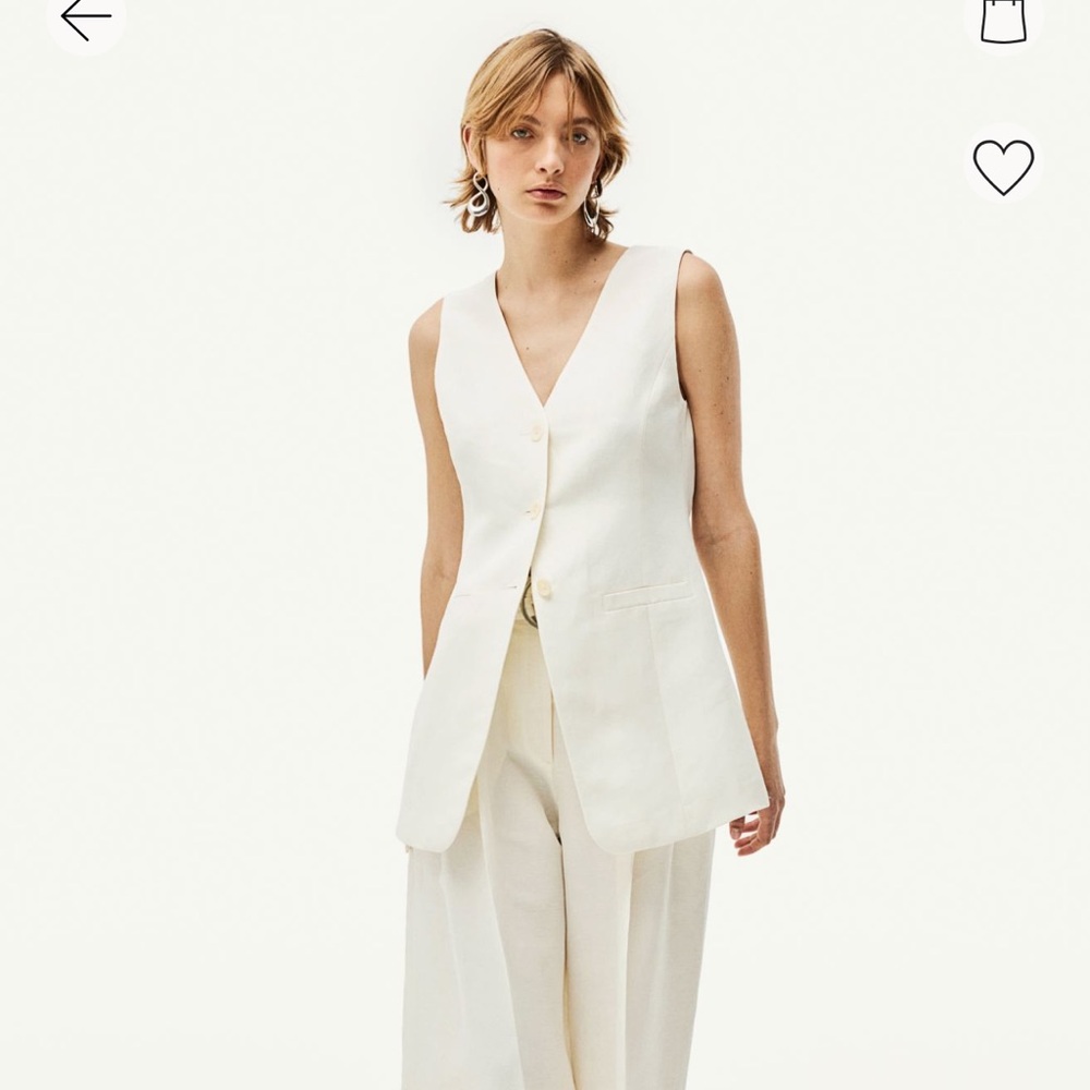 H&M Cream Sleeveless Blazer Top